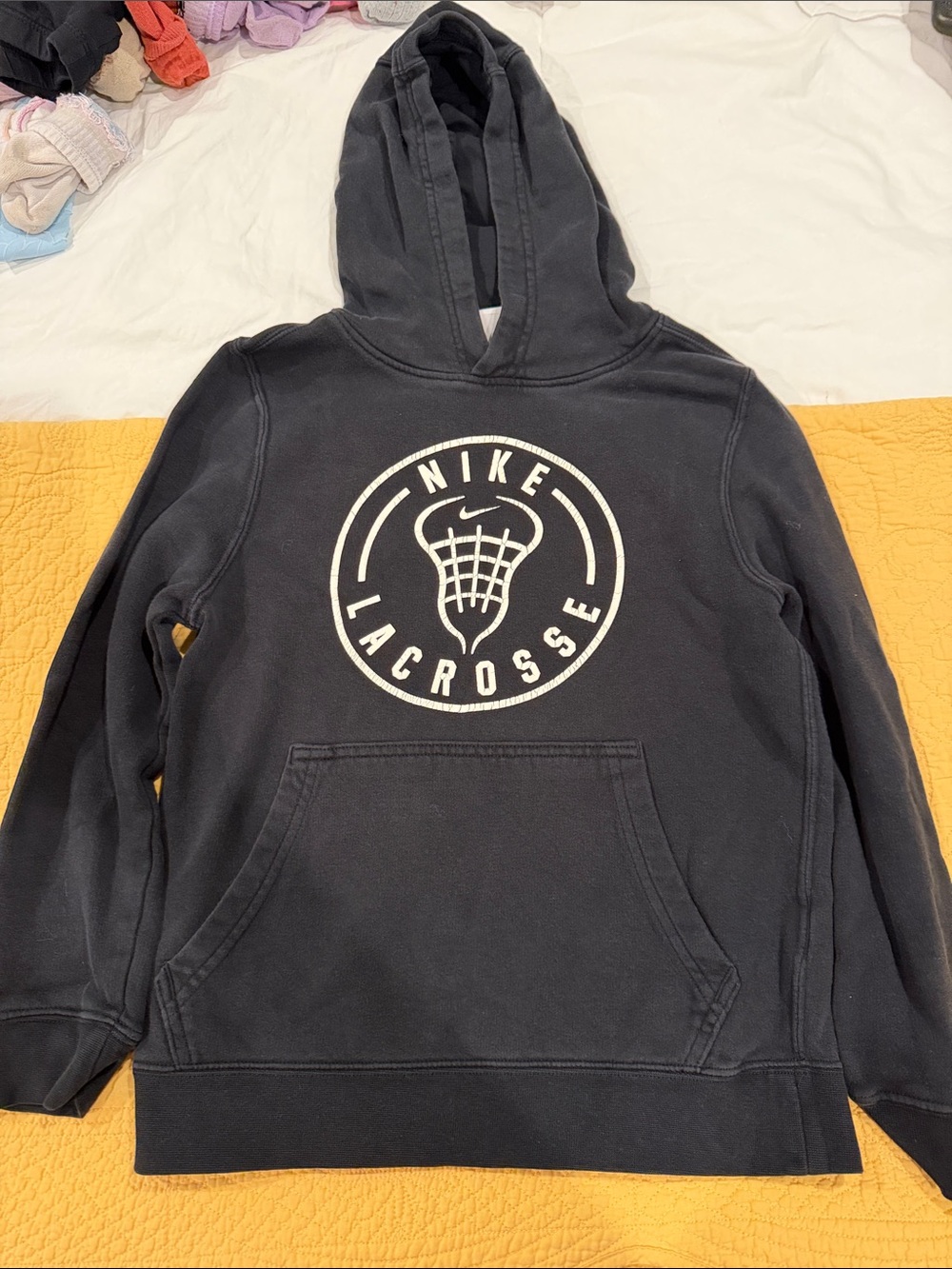 Nike Black Hoodie with White Lacrosse Logo